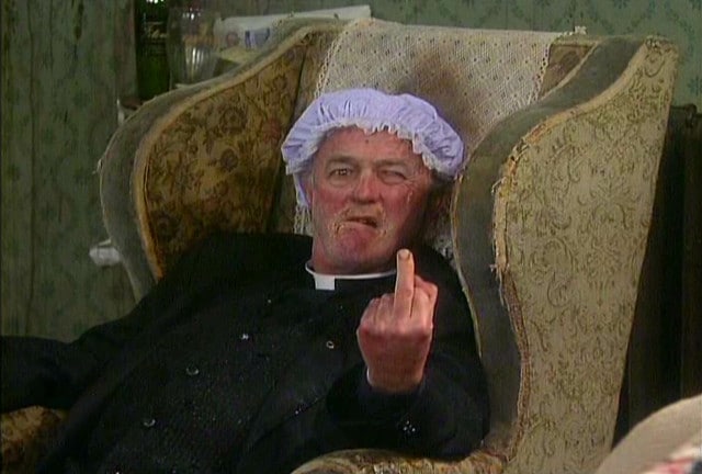 The reception - response to the role as Father Ted TV critic.