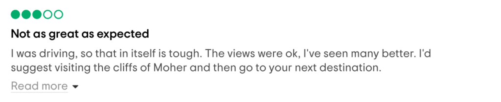 One of the hilarious TripAdvisor reviews about Irish tourist attractions.