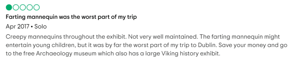 This reviewer's trip to Dublinia was not what they expected.