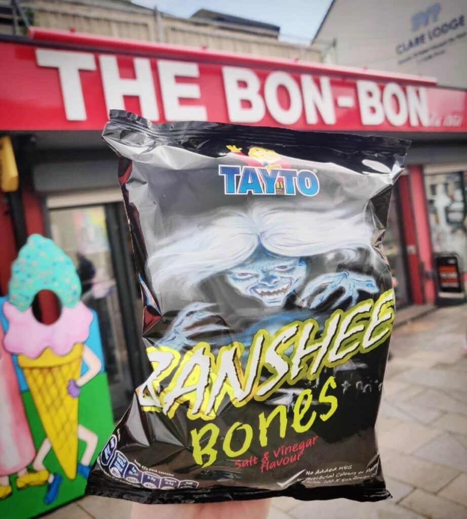 You may wonder, "What is a Banshee?" while eating the famous Tayto crisps.